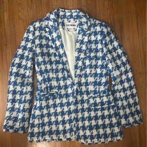 Steve Madden Blue and White houndstooth Blazer - XS
